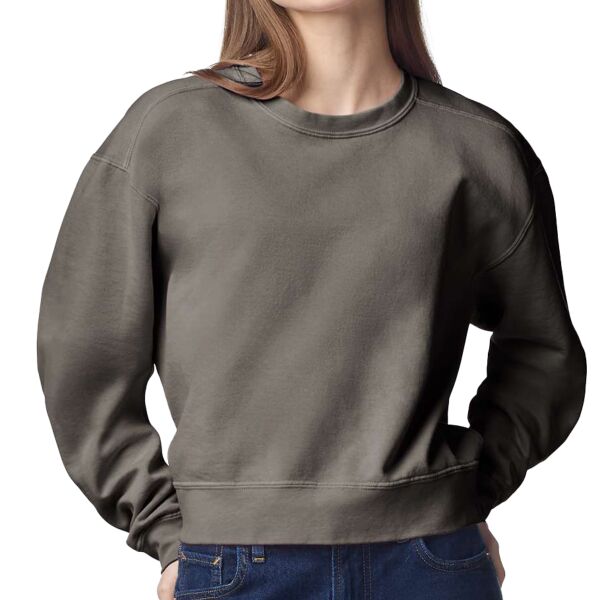 Women's Garment-Dyed Mid-Length Crewneck Sweatshirt Thumbnail